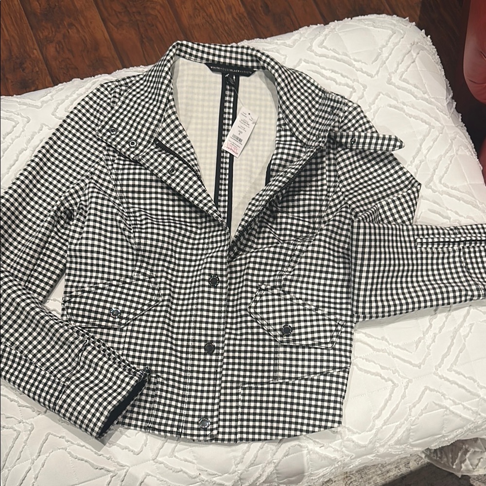 White House Black Market Black and White Checkered Jacket